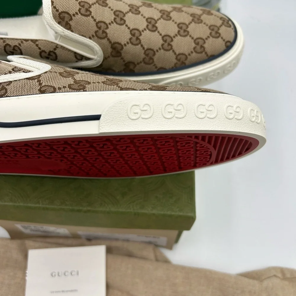 Men's Gucci, GG Supreme, slip on canvas sneakers size 13 made in Italy